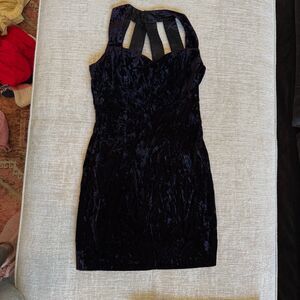 Scott Mclintock Women's Crushed Velvet Halter Deep Purple Retro Prom Dress Sz 6